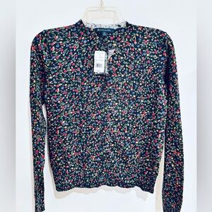 Brooks Brothers Cotton Navy Cardigan NWT Navy Floral Size XS